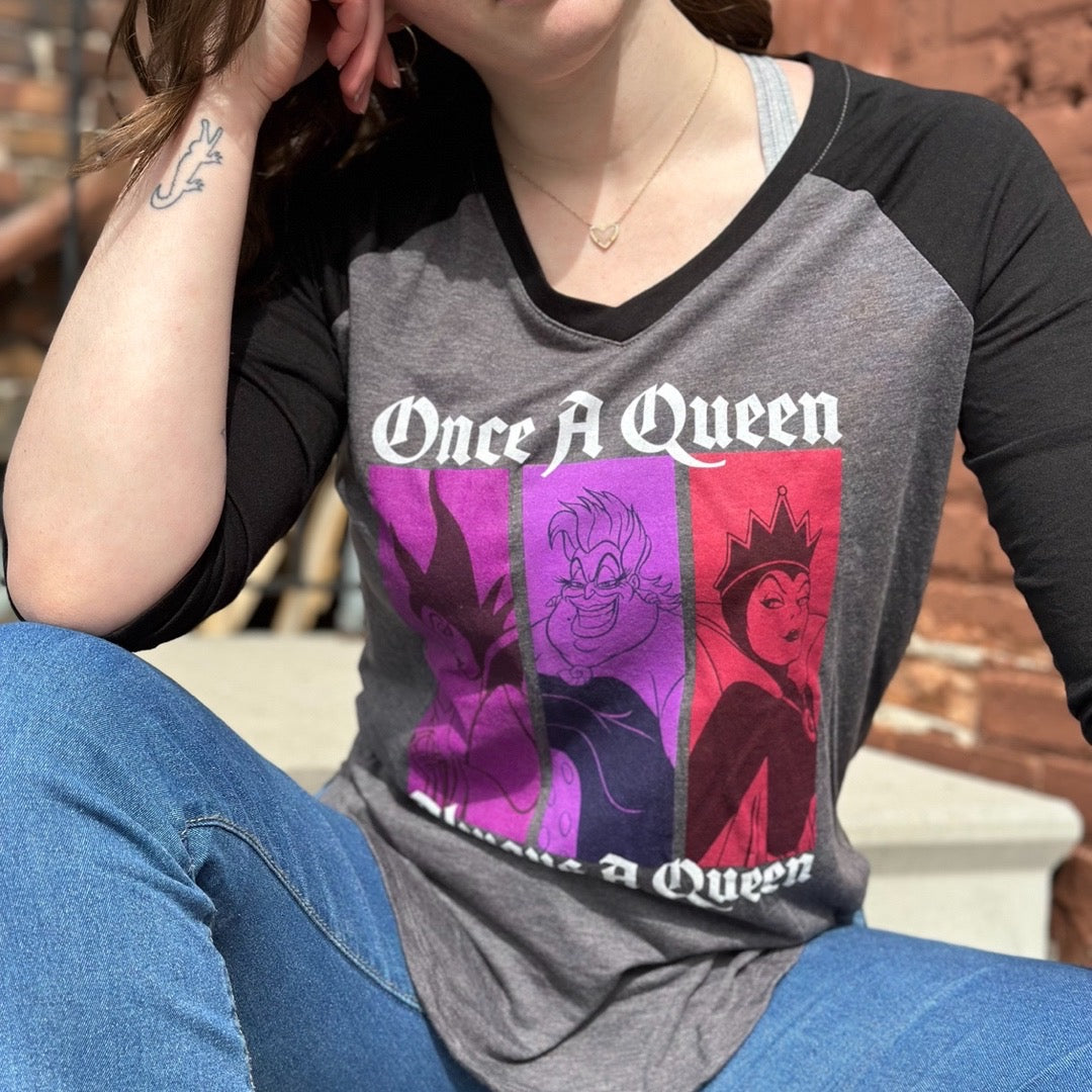 Junior's Disney Villains Once A Queen Raglan Tee product image 2