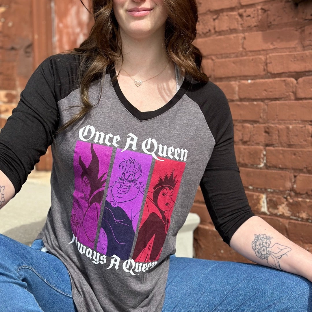 Junior's Disney Villains Once A Queen Raglan Tee product image 3
