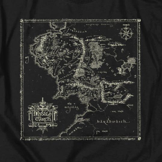 The Lord of the Rings Map of Middle Earth T-Shirt