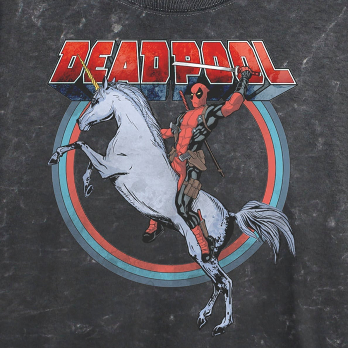 Junior's Marvel Deadpool on Unicorn Mineral Wash Crop Top product image 2