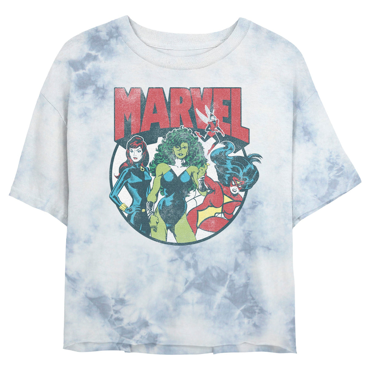 Junior's Marvel Gals Bombard Tie-Dye Crop Top T-Shirt product image 1
