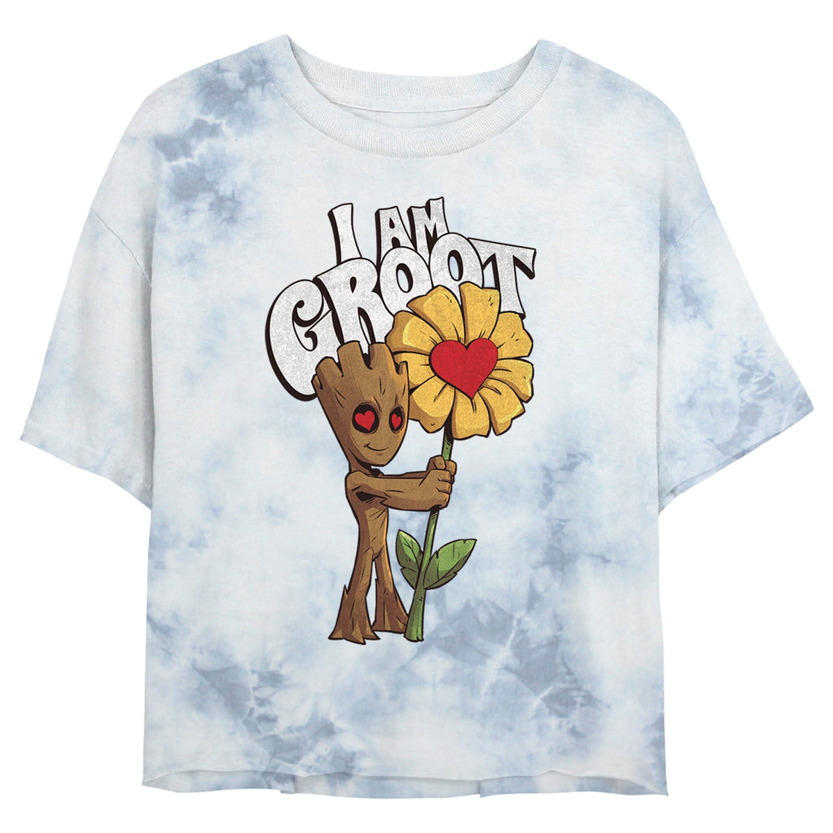 Junior's Marvel Mine Groot Bombard Tie-Dye Crop Top T-Shirt product image 1