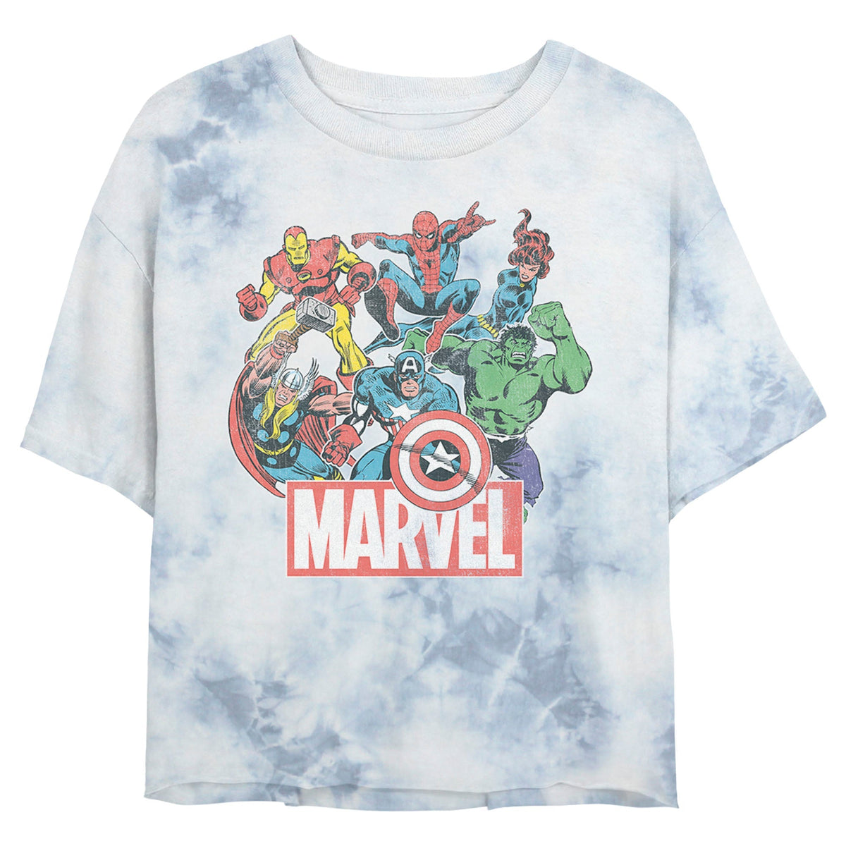 Junior's Marvel Heroes of Today Bombard Tie-Dye Crop Top product image 1
