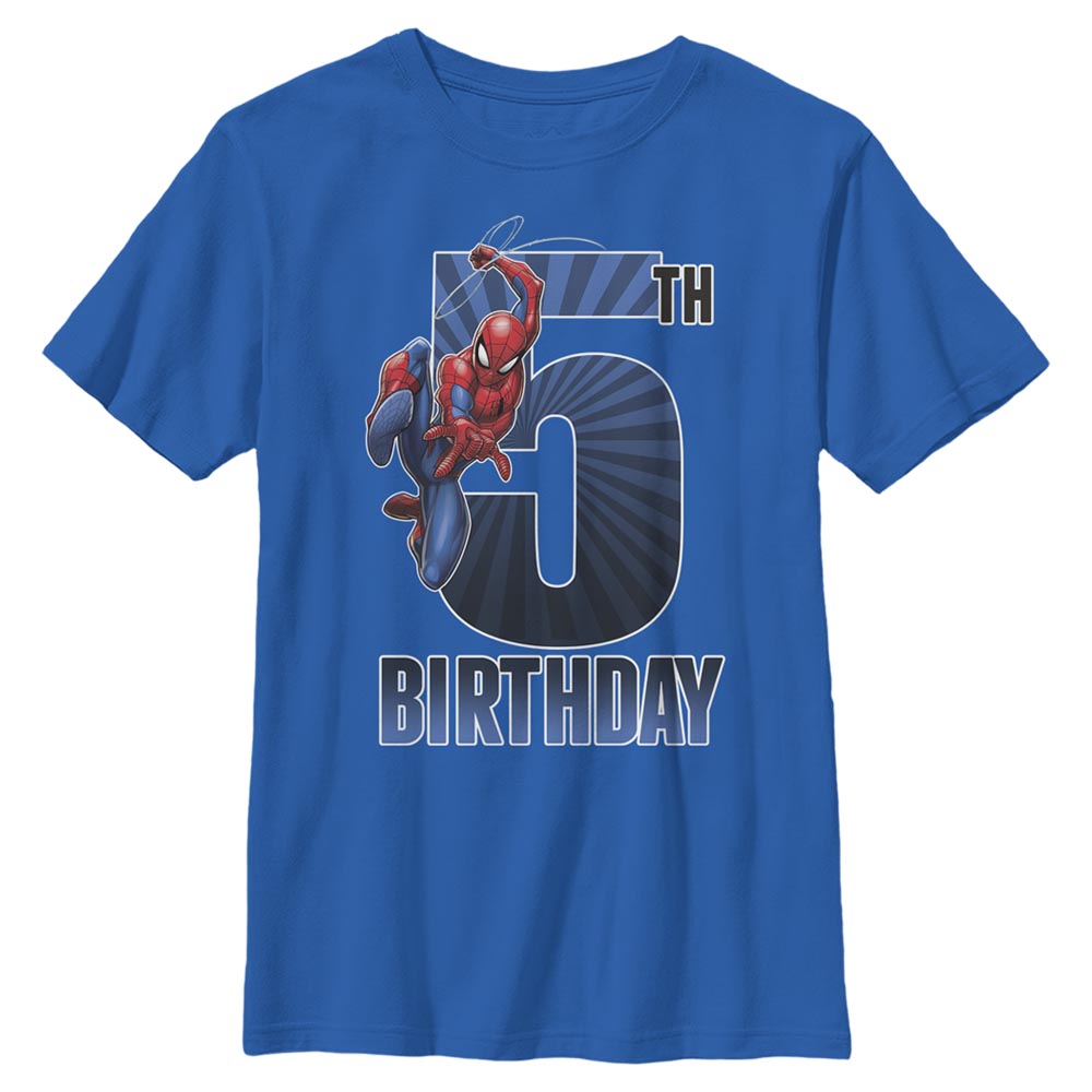 Boy's Marvel Spider-Man Swinging 5th Birthday T-Shirt product image 1