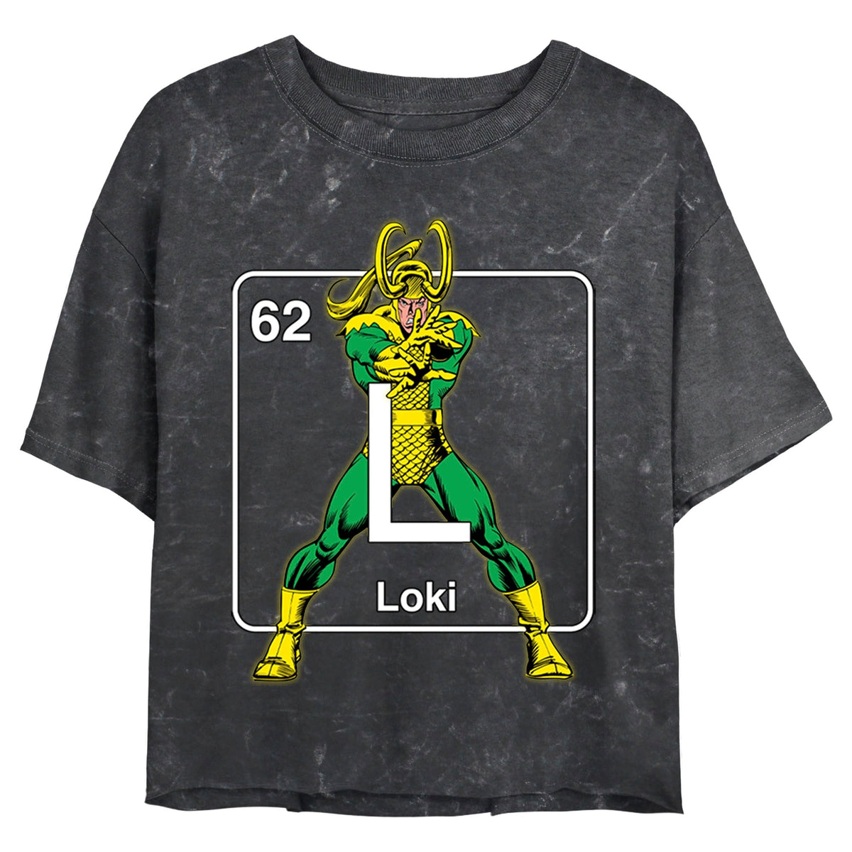 Junior's Marvel Periodic Loki Mineral Wash Crop Top product image 1