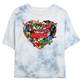 Junior's Marvel Hero Heart Bombard Tie-Dye Crop Top T-Shirt product image 1