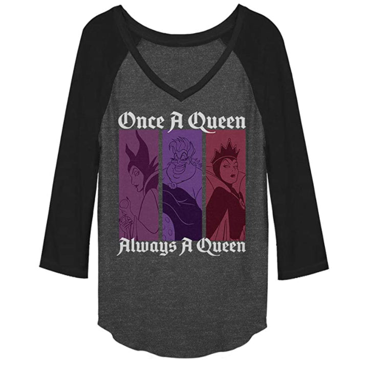 Junior's Disney Villains Once A Queen Raglan Tee product image 1
